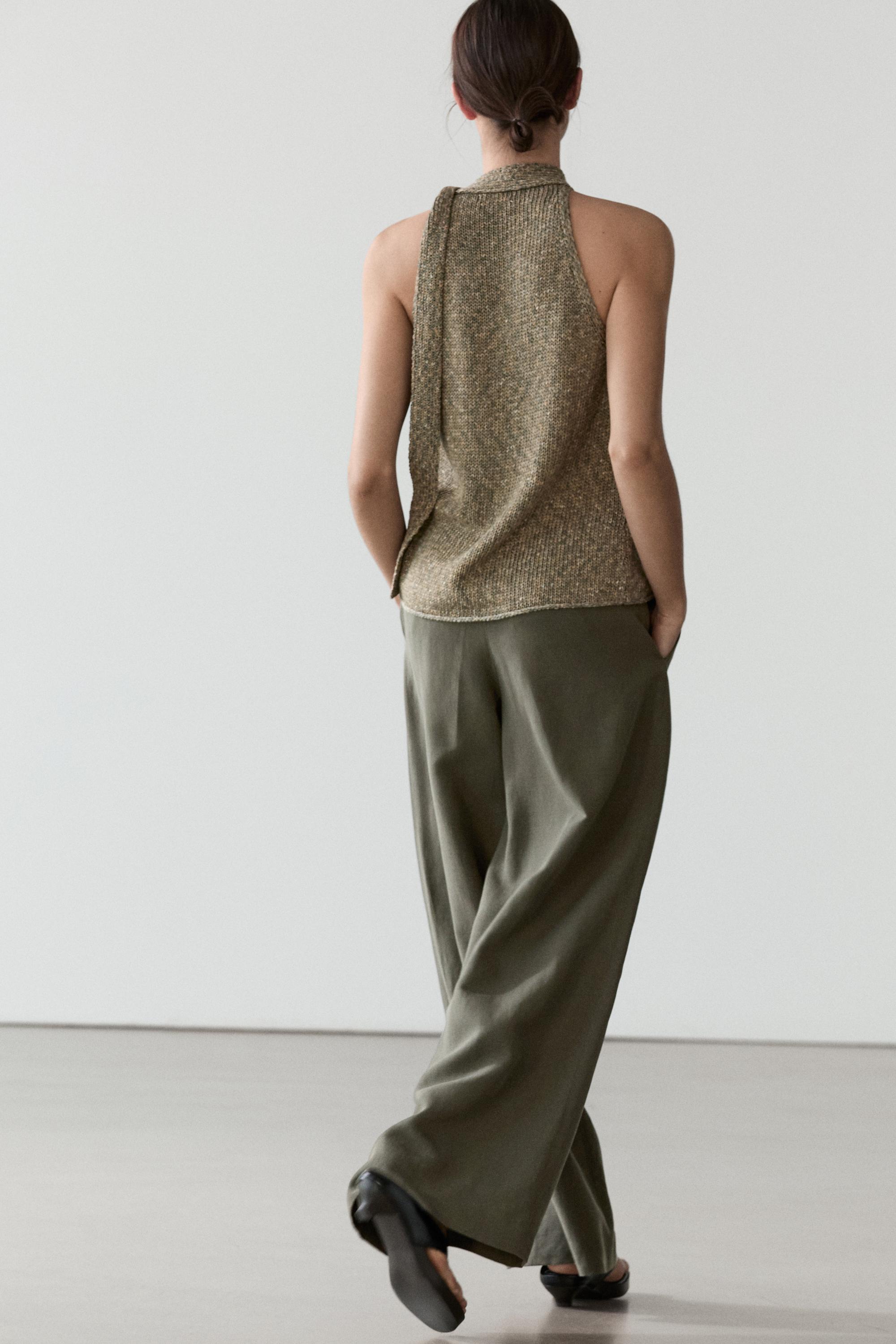 100% cotton halter top with tie detail